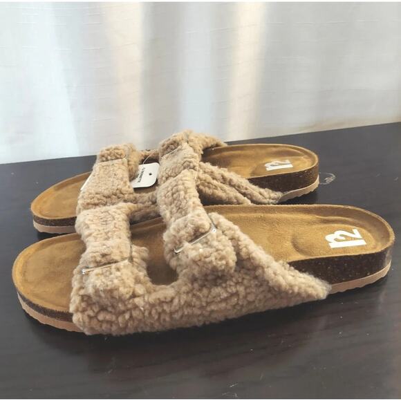 Womens 11M Slip-On Flat Cork Comfort Footbed Buckle Sandal Open Toe Slide by R2 - Picture 4 of 9